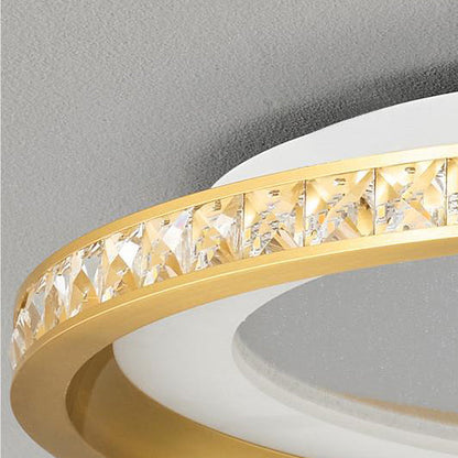 Modern Luxury Aluminum Crystal Starry Sky Acrylic Round LED Flush Mount Ceiling Light For Bedroom