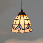 Traditional Tiffany Magnolia Flower Stained Glass Iron Round 1-light Pendant Light for Living Room