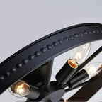 Contemporary Industrial Antique Iron Wheel Shade 6-light Flush Mount Ceiling Light for Dining Room