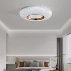 Contemporary Luxury Dazzling Crystal Sand Acrylic Geometric Ring LED Flush Mount Ceiling Light For Bedroom