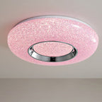 Contemporary Luxury Dazzling Crystal Sand Acrylic Geometric Ring LED Flush Mount Ceiling Light For Bedroom