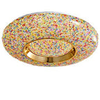 Contemporary Luxury Dazzling Crystal Sand Acrylic Geometric Ring LED Flush Mount Ceiling Light For Bedroom