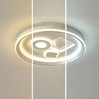 Contemporary Simplicity Iron Acrylic Geometric Round LED Flush Mount Ceiling Light For Bedroom
