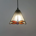 Traditional Tiffany Stained Glass Geometric Pattern Pyramid Shade 1-Light Pendant Light For Living Room