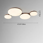 Contemporary Nordic Walnut Wood Acrylic Round LED Flush Mount Ceiling Light for Bedroom