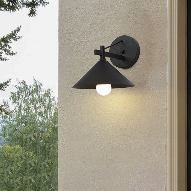Contemporary Nordic Iron Geometric Cone 1-Light Outdoor Waterproof Wall Sconce Lamp For Garden Lumendat