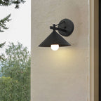 Contemporary Nordic Iron Geometric Cone 1-Light Outdoor Waterproof Wall Sconce Lamp For Garden Lumendat
