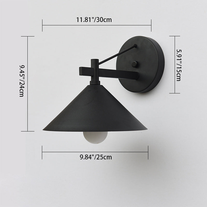 Contemporary Nordic Iron Geometric Cone 1-Light Outdoor Waterproof Wall Sconce Lamp For Garden Lumendat