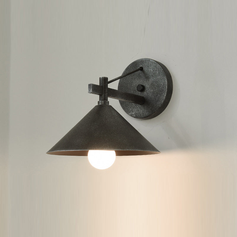 Contemporary Nordic Iron Geometric Cone 1-Light Outdoor Waterproof Wall Sconce Lamp For Garden Lumendat