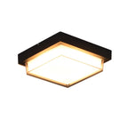 Contemporary Industrial Square Aluminum Acrylic LED Waterproof Outdoor Flush Mount Ceiling Light For Garden Lumendat