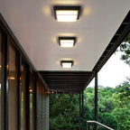 Contemporary Industrial Square Aluminum Acrylic LED Waterproof Outdoor Flush Mount Ceiling Light For Garden Lumendat