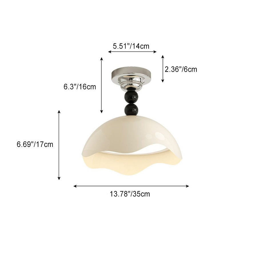 Contemporary Nordic Cream Eggshell Hardware Acrylic LED Semi-Flush Mount Ceiling Light For Living Room