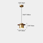 Contemporary Nordic Full Copper Cylinder Walnut Wood LED Pendant Light For Bedroom