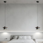 Contemporary Nordic Full Copper Cylinder Walnut Wood LED Pendant Light For Bedroom