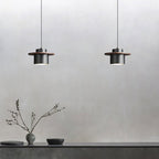 Contemporary Nordic Full Copper Cylinder Walnut Wood LED Pendant Light For Bedroom