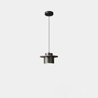 Contemporary Nordic Full Copper Cylinder Walnut Wood LED Pendant Light For Bedroom