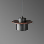 Contemporary Nordic Full Copper Cylinder Walnut Wood LED Pendant Light For Bedroom