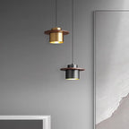 Contemporary Nordic Full Copper Cylinder Walnut Wood LED Pendant Light For Bedroom