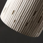 Traditional Japanese Vertical Grained Concrete Cylinder 1-Light Pendant Light For Bedroom
