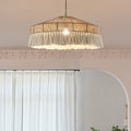 Contemporary Boho Braided Rope Round Tassel 1-Light Pendant Light For Living Room