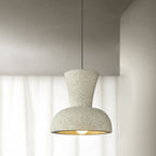 Traditional Japanese Wabi Sabi Geometric Bell Shade 1-Light Pendant Light For Living Room