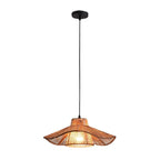Traditional Japanese Hemp Rope Weaving Straw Hat 1-light Pendant Light for Dining Room