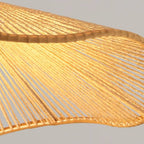 Traditional Japanese Arc Hemp Rope Weaving Solid Wood 1-Light Pendant Light For Dining Room