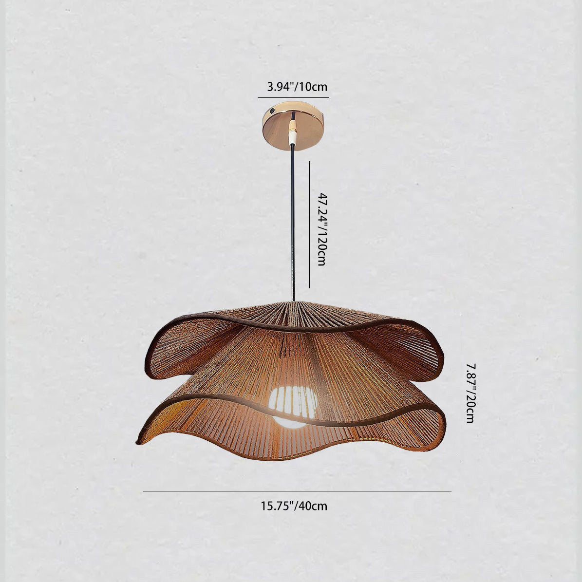Traditional Vintage Corrugated Hemp Rope Double Layer 1-light Pendant Light for Dining Room BulbSquare