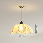 Traditional French Petal Fabric Shade Hardware 1-Light Pendant Light For Dining Room
