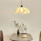 Traditional French Petal Fabric Shade Hardware 1-Light Pendant Light For Dining Room