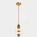 Contemporary Nordic Rubber Wood Acrylic Disc Shade LED Pendant Light For Living Room