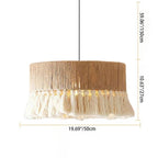 Contemporary Boho Hemp Rope Braiding Tassel Cylinder 1-Light Pendant Light For Living Room