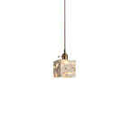 Traditional Japanese Spherical Terrazzo Shade Wood 1-Light Pendant Light For Living Room