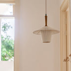 Contemporary Boho Braided Hemp Rope Cottage Shade Solid Wood 1-Light Pendant Light For Living Room