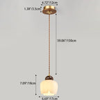 Contemporary Nordic Geometric Round Glass Shade Walnut Wood 1-Light Pendant Light For Bedroom