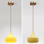 Contemporary Nordic Geometric Round Glass Shade Walnut Wood 1-Light Pendant Light For Bedroom