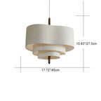Traditional French Corrugated Fabric Shade Solid Wood 3-light Pendant Light for Living Room BulbSquare