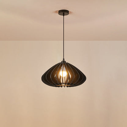 Traditional Japanese Felt Fabric Round Shade 1-Light Pendant Light For Living Room