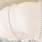 Contemporary Nordic Cream Pumpkin PE Shade Iron Ball LED Flush Mount Ceiling Light For Bedroom