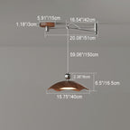 Contemporary Nordic Iron Imitation Wood Grain Round LED Rocker Arm Pendant Light For Living Room