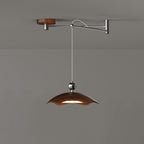Contemporary Nordic Iron Imitation Wood Grain Round LED Rocker Arm Pendant Light For Living Room