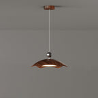 Contemporary Nordic Iron Imitation Wood Grain Round LED Rocker Arm Pendant Light For Living Room