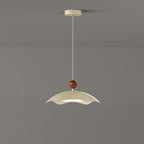 Contemporary Nordic Iron Imitation Wood Grain Round LED Rocker Arm Pendant Light For Living Room