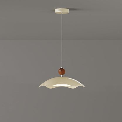 Contemporary Nordic Iron Imitation Wood Grain Round LED Rocker Arm Pendant Light For Living Room