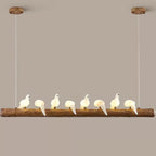Traditional Vintage Resin Imitation Branch Bird Glass Shade 3/5/8/6/11/17-light Island Light Chandelier for Living Room BulbSquare