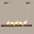 Traditional Vintage Resin Imitation Branch Bird Glass Shade 3/5/8/6/11/17-light Island Light Chandelier for Living Room BulbSquare