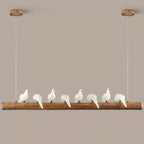 Traditional Vintage Resin Imitation Branch Bird Glass Shade 3/5/8/6/11/17-light Island Light Chandelier for Living Room BulbSquare