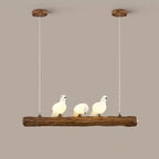 Traditional Vintage Resin Imitation Branch Bird Glass Shade 3/5/8/6/11/17-light Island Light Chandelier for Living Room BulbSquare