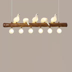 Traditional Vintage Resin Imitation Branch Bird Glass Shade 3/5/8/6/11/17-light Island Light Chandelier for Living Room BulbSquare
