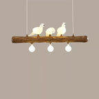 Traditional Vintage Resin Imitation Branch Bird Glass Shade 3/5/8/6/11/17-light Island Light Chandelier for Living Room BulbSquare